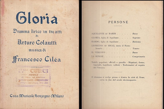 LT- LIBRETTO OPERA GLORIA - CILCA COLAUTTI ---- 1900- S- YDS470