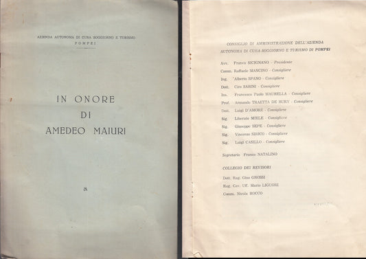 LH- IN ONORE DI AMEDEO MAIURI-- AZIENDA AUTONOMA TURISMO POMPEI--- 1967- S- XDS3