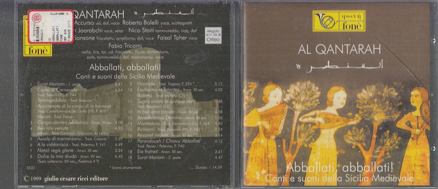 MCD- CD AL CANTARAH- ABBALLATI CANTI SUONI SICILIA MEDIEVALE--- RICCI-1999--ZCD1