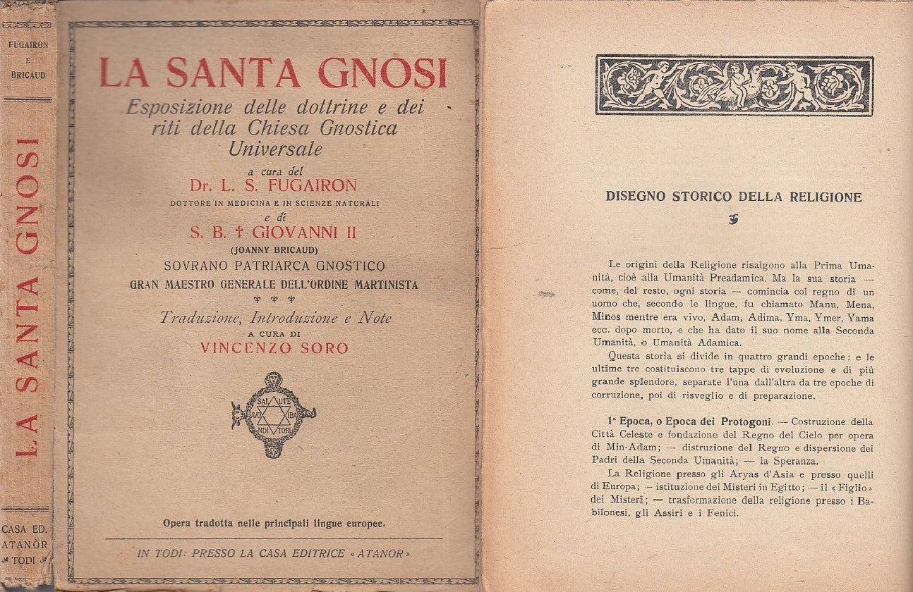 LZ- LA SANTA GNOSI ESPOSIZIONE DOTTRINE RITI CHIESA-- ATANOR--- 1922- B- XDS8