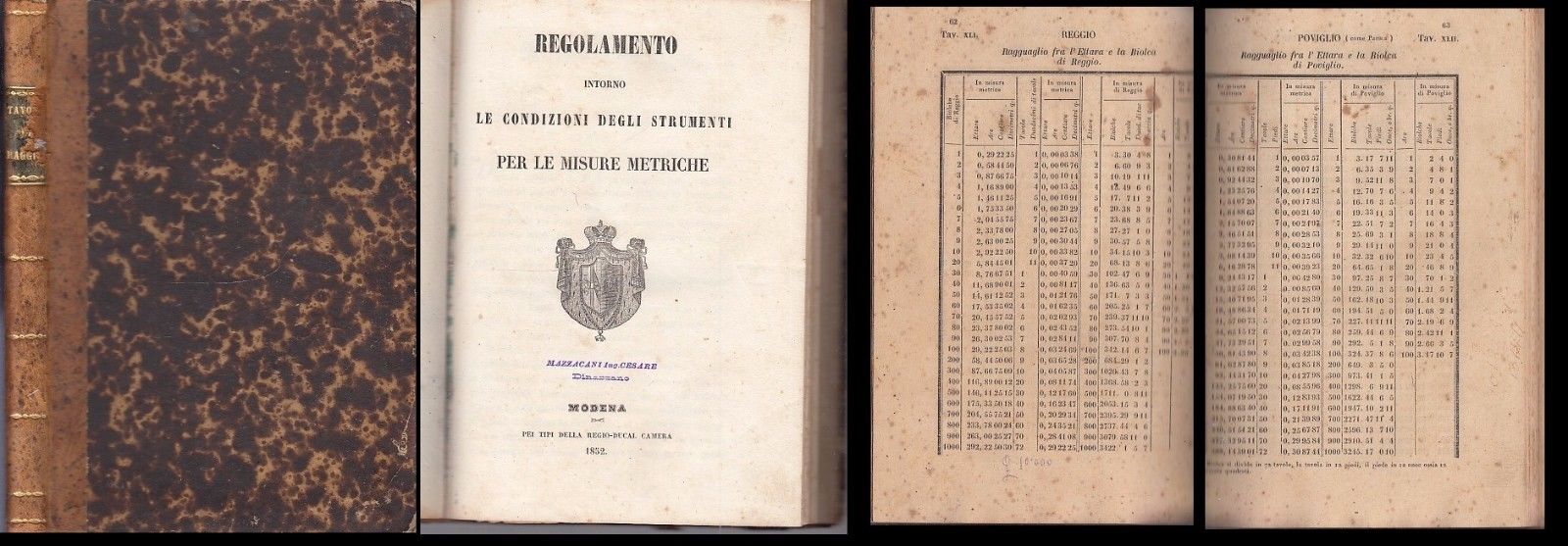 LH- REGOLAMENTO INTORNO CONDIZIONI STRUMENTI MISURE METRICHE - 1852 - C - XDS8