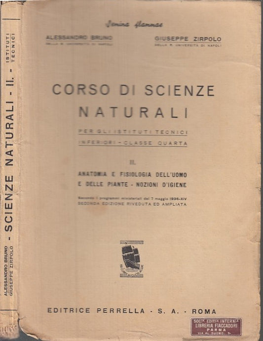 LZ- CORSO DI SCIENZE NATURALI- ZIRPOLO BRUNO- PERRELLA- FLAMMAE-- 1939- B- XDS11