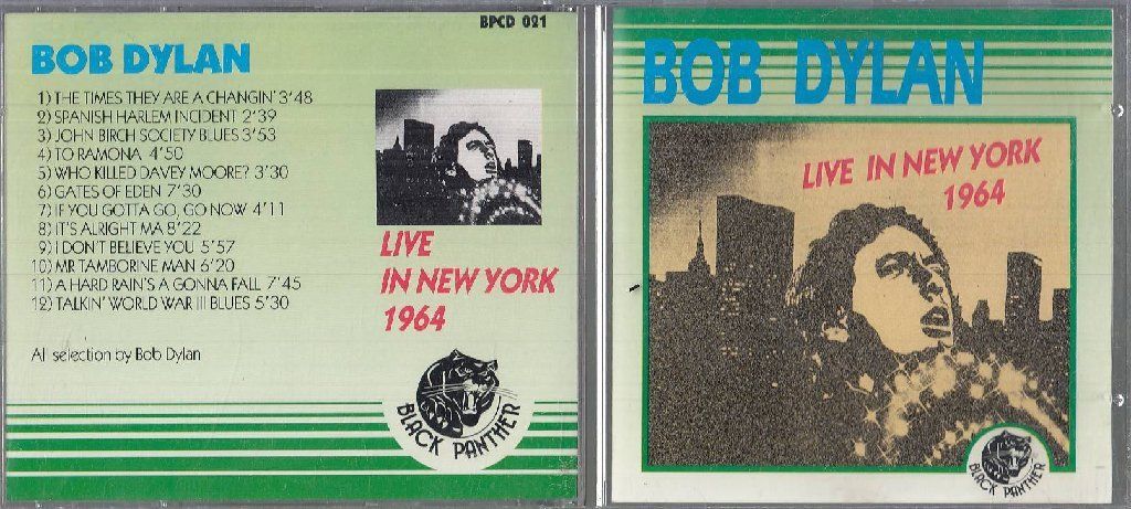 MCD- CD BOB DYLAN - LIVE IN NEW YORK 1964 --- BLACK PANTHER - 1989 -- ZCD4