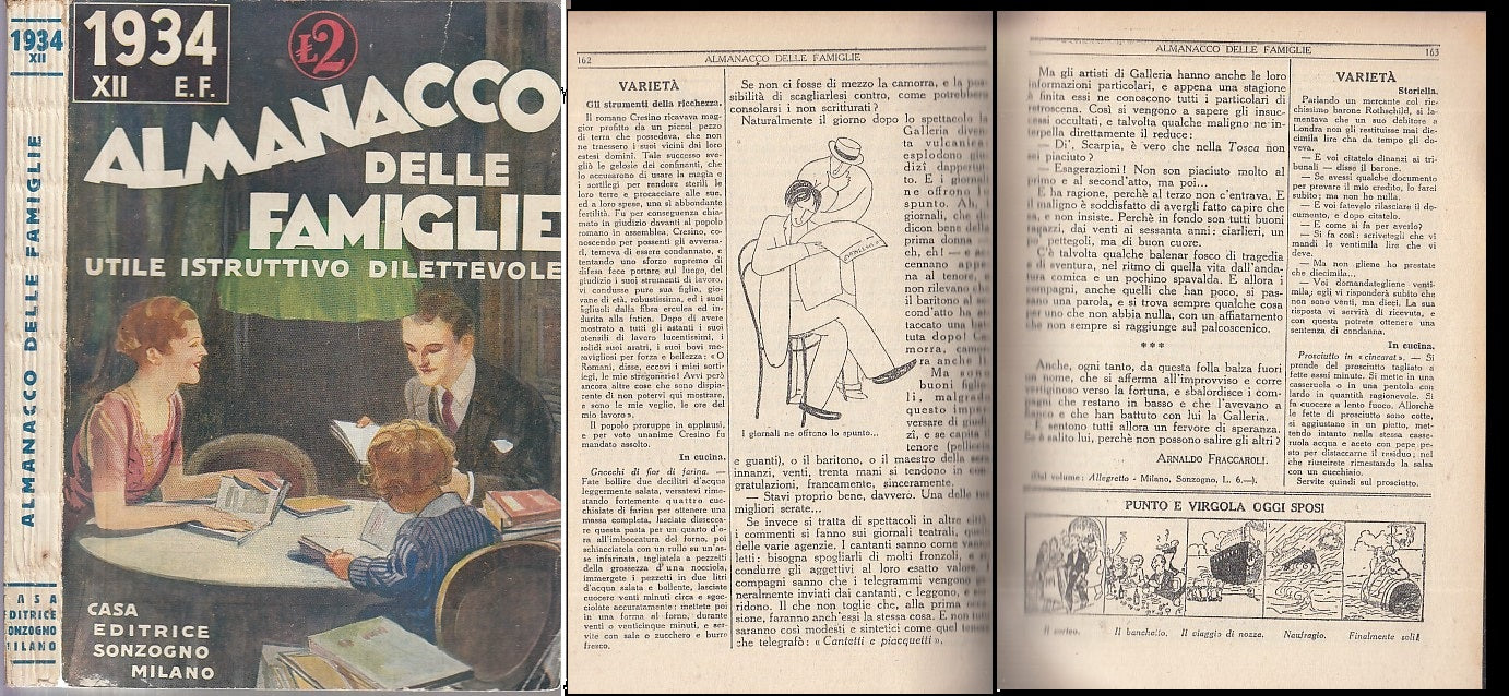 LZ- ALMANACCO DELLE FAMIGLIE UTILE ANNO XII E.F. -- SONZOGNO --- 1934 - B- XDS13