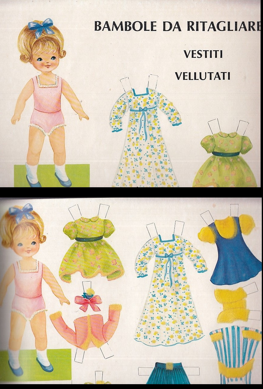 LB- BAMBOLE DA RITAGLIARE VESTITI VELLUTATI 2 -- ARCOBALENO --- 1960 - S - XDS13