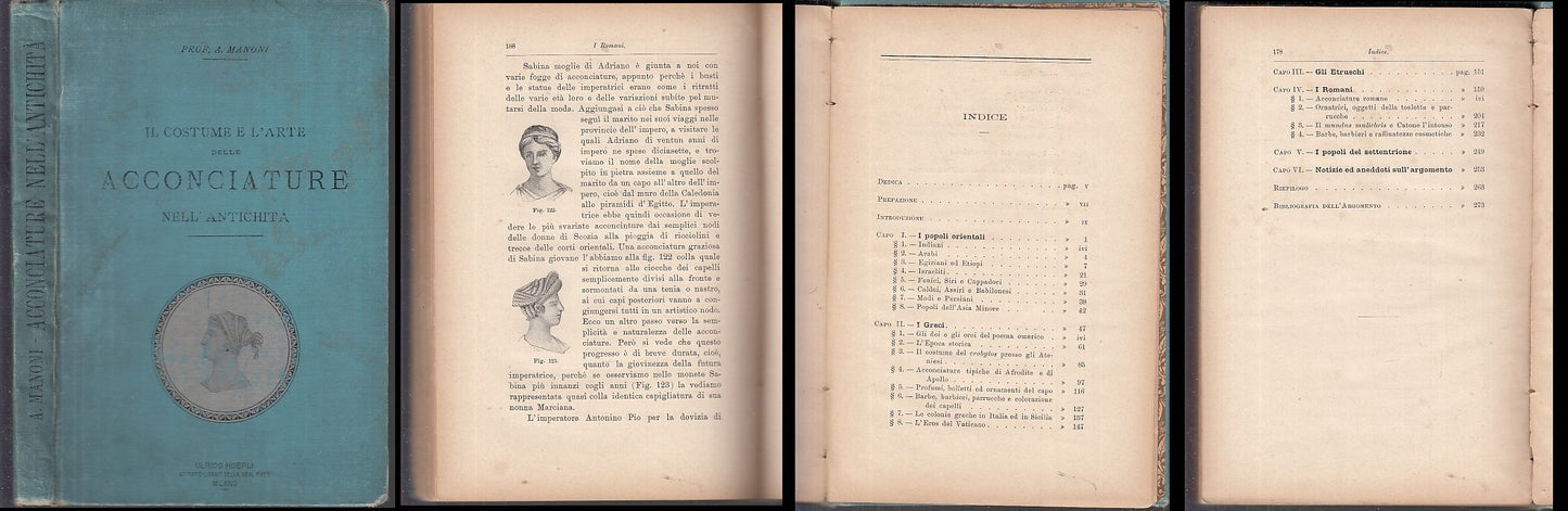 LZ- COSTUME E ARTE ACCONCIATURE ANTICHITA' - MANONI - HOEPLI --- 1895 - C- XDS13