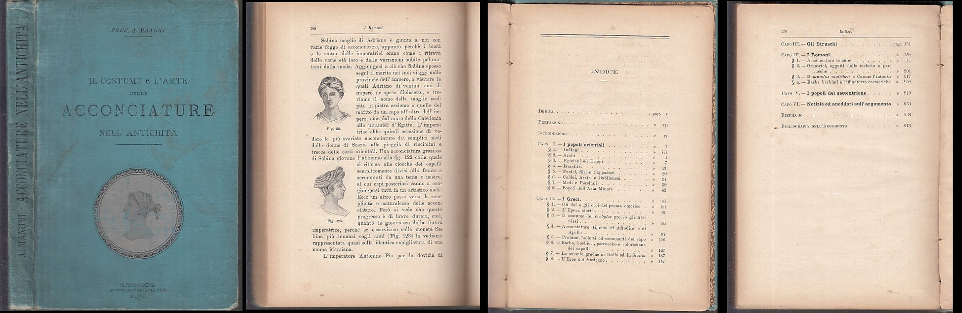 LZ- COSTUME E ARTE ACCONCIATURE ANTICHITA' - MANONI - HOEPLI --- 1895 - C- XDS13