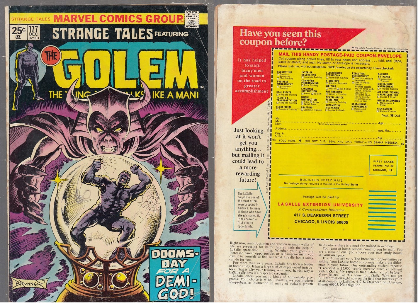 FL- STRANGE TALES THE GOLEM N.117 DECEMBER 1974 DICEMBRE MARVEL COMICS USA - M24