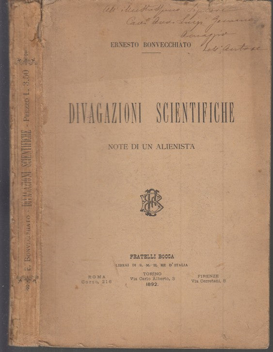 LH- DIVAGAZIONI SCIENTIFICHE - BONVECCHIATO - FRATELLI BOCCA --- 1892- B - XDS14