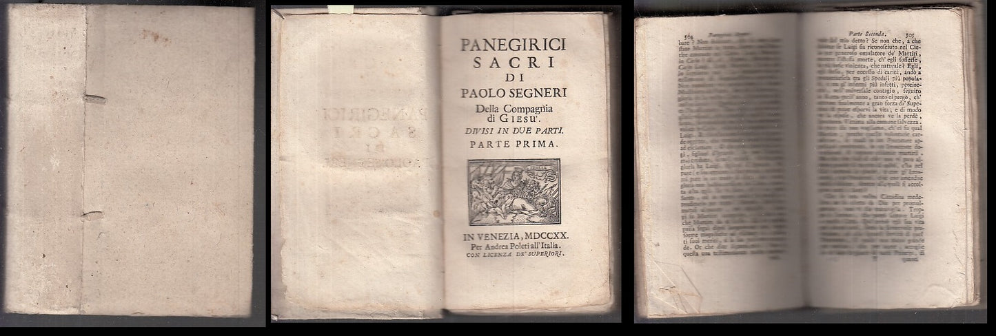 LH- PANEGIRICI SACRI DI PAOLO SEGNERI PARTE I A-- ANDREA POLETI--- 1720- C-XDS14