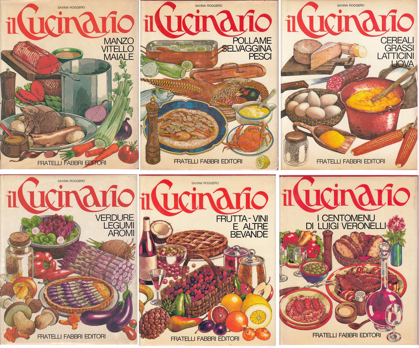 LK- IL CUCINARIO 6 VOLUMI RICETTE MENU - ROGGERO - FABBRI --- 1977 - CS - ZDS20