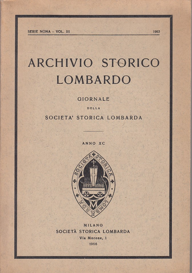 LS- ARCHIVIO STORICO LOMBARDO 1963 -- MILANO --- 1966 - B - YDS472