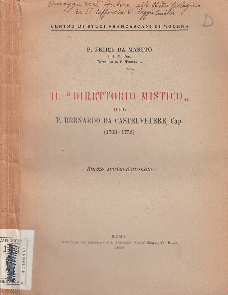 LS- IL "DIRETTORIO MISTICO" - DA MARETO - ROMA --- 1950 - B - YDS470