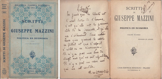 LS- SCRITTI DI GIUSEPPE MAZZINI ECONOMIA VOL.2 -- SONZOGNO --- 1900 - B - ZDS223