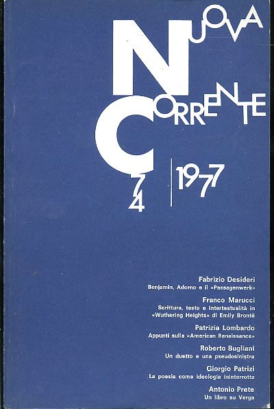 LS- RIVISTA NUOVA CORRENTE 74/1977 WITTGENSTEIN ----- 1977 - B - XDS20