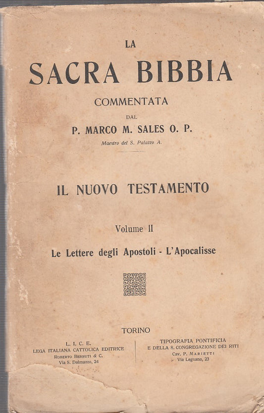 LD- LA SACRA BIBBIA NUOVO TESTAMENTO VOL II-- LICE--- 1939- B- ZDS423