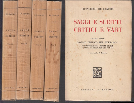 LS- SAGGI E SCRITTI CRITICI E VARI  4 VOL - DE SANCTIS- BARION--- 1936- B- XDS23