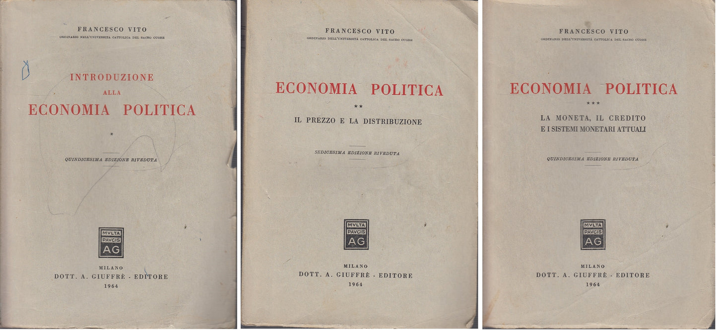 LZ- INTRODUZIONE ECONOMIA POLITICA 3 VOL. - VITO- GIUFFRE' --- 1964 - B - YDS581