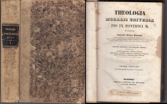 LH- THEOLOGIA MORALIS UNIVERSA PIO IX TOMUS TERTIUS - SCAVINI---- 1853- C- XFS27