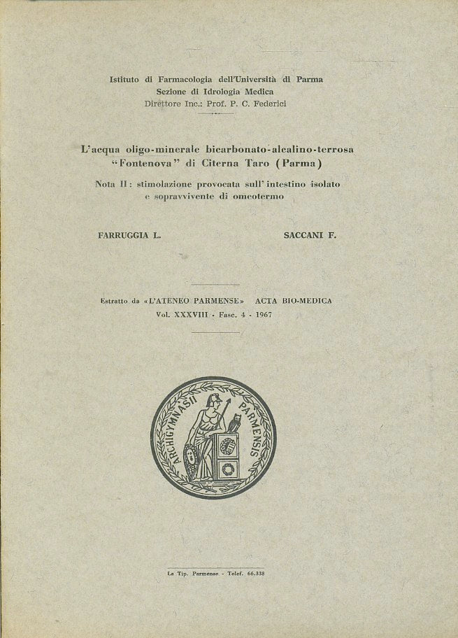 LZ- L'ACQUA OLIGOMINERALE FONTENOVA CITERNA TARO PARMA ----- 1967- S- YFS617