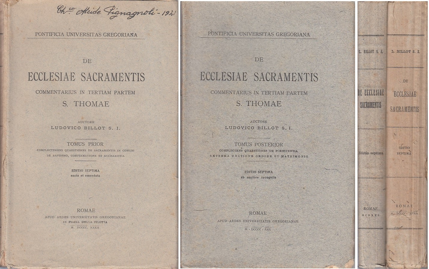 LS- DE ECCLESIAE SACRAMENTIS 2 VOLUMI - BILLOT - ROMA --- 1930 - B - ZFS78