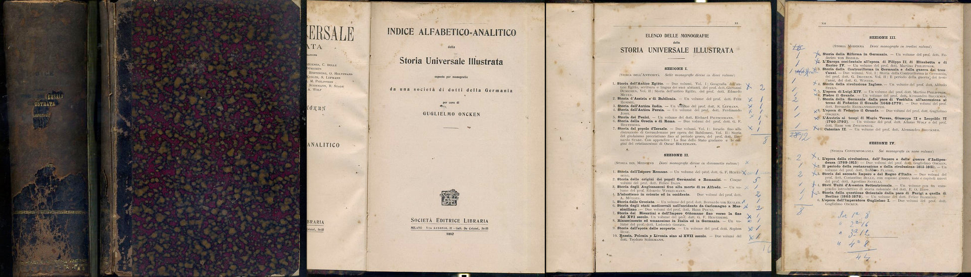 LH- INDICE ALFABETICO ANALITICO STORIA UNIVERSALE - ONCKEN ---- 1910 - C- YFS133