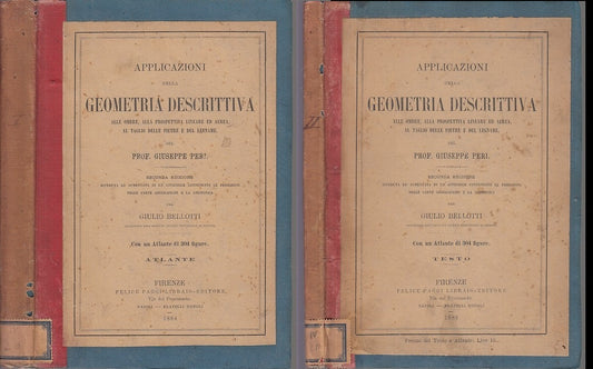 LH- GEOMETRIA DESCRITTIVA ATLANTE + TESTO -- PAGGI LIBRAIO --- 1884 - B - XFS35