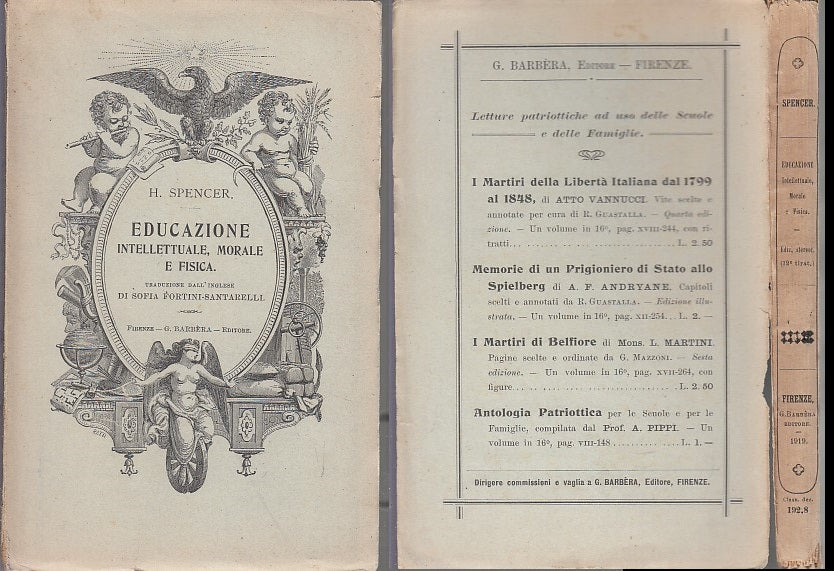LZ- EDUCAZIONE INTELLETTUALE MORALE FISICA - SPENCER- BARBERA--- 1919- B- YFS661
