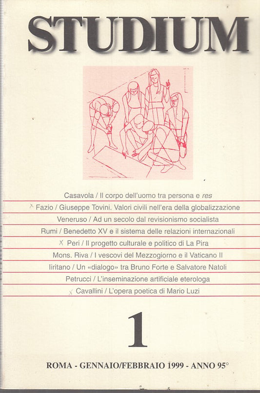 LR- RIVISTA STUDIUM N.1 GENNAIO/FEBBRAIO-- ROMA--- 1999- B- ZFF457
