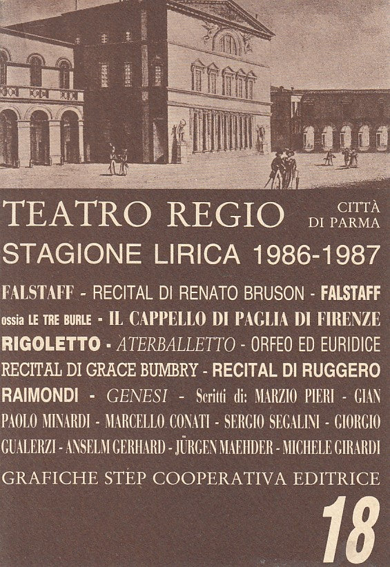 LT- TEATRO REGIO STAGIONE LIRICA 1986/87 -- PARMA --- 1987 - B - ZFS431