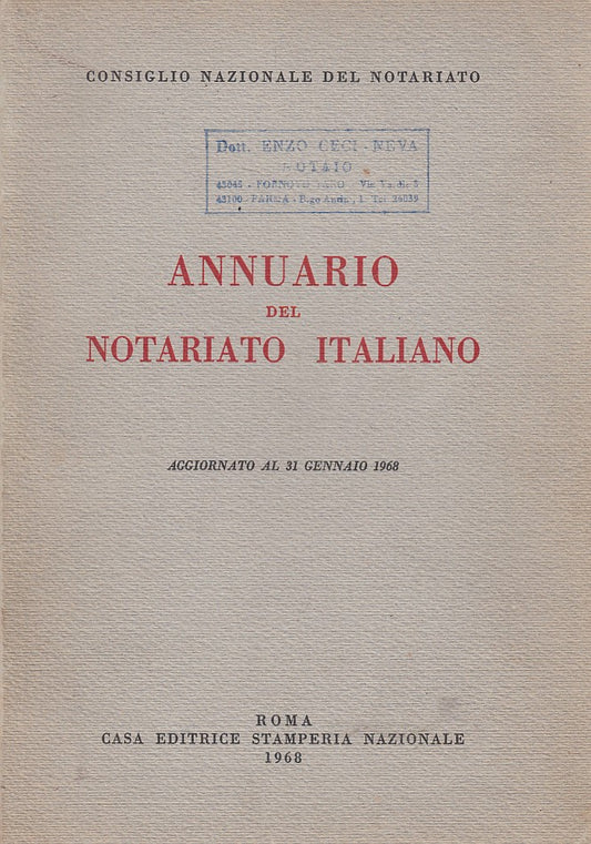 LZ- ANNUARIO DEL NOTARIATO ITALIANO -- STAMPERIA NAZIONALE --- 1968 - B - ZFS429