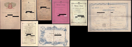 CV- LOTTO 8 PAGELLE SCOLASTICHE SORBOLO SORAGNA FINE '800 PRIMI '900 - ZFS732