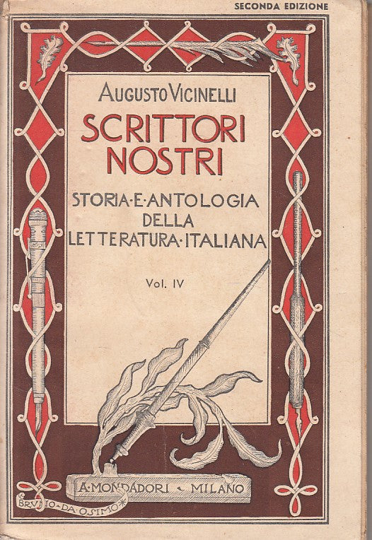 LS- SCRITTORI NOSTRI STORIA ANTOLOGIA- VICINELLI- MONDADORI--- 1942 - B - ZFS526
