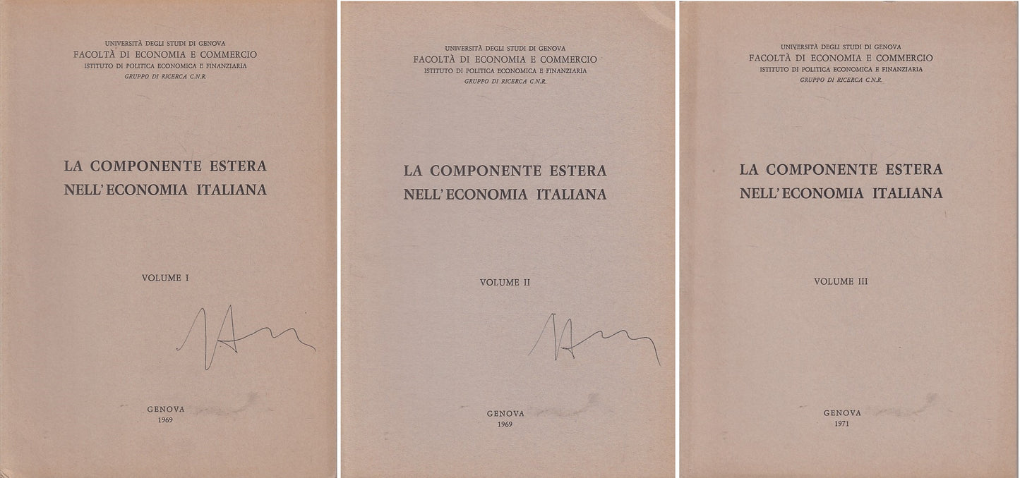 LZ- COMPONENTE ESTERA NELL'ECONOMIA ITALIANA 3 VOL-- GENOVA--- 1969 - B - YFS338