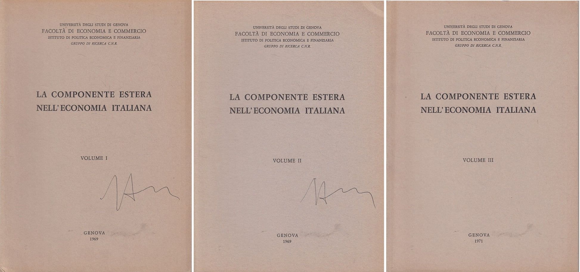 LZ- COMPONENTE ESTERA NELL'ECONOMIA ITALIANA 3 VOL-- GENOVA--- 1969 - B - YFS338