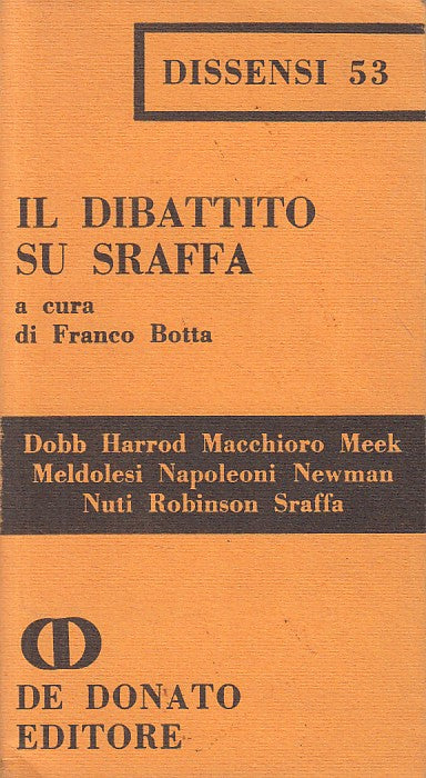 LS- IL DIBATTITO SU SRAFFA - BOTTA - DE DONATO - DISSENSI -- 1974 - B - ZFS627