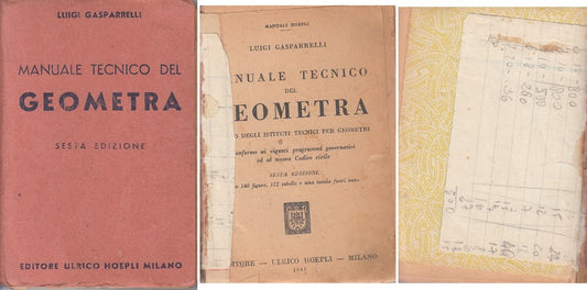 LZ- MANUALE TECNICO DEL GEOMETRA - GASPARELLI - HOEPLI --- 1945 - B - ZFS259