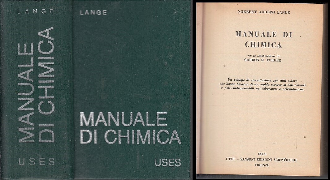 LZ- MANUALE DI CHIMICA - LANGE - USES SANSONI SCIENTIFICHE --- 1970- C- XFS37
