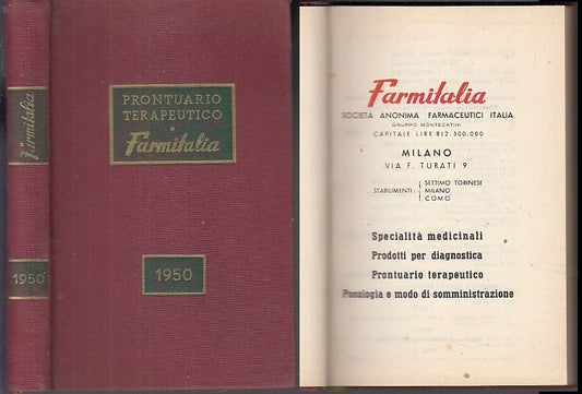 LZ- PRONTUARIO TERAPEUTICO FARMITALIA PUBBLICITA' -- VALLECCHI--- 1950- C- XFS37