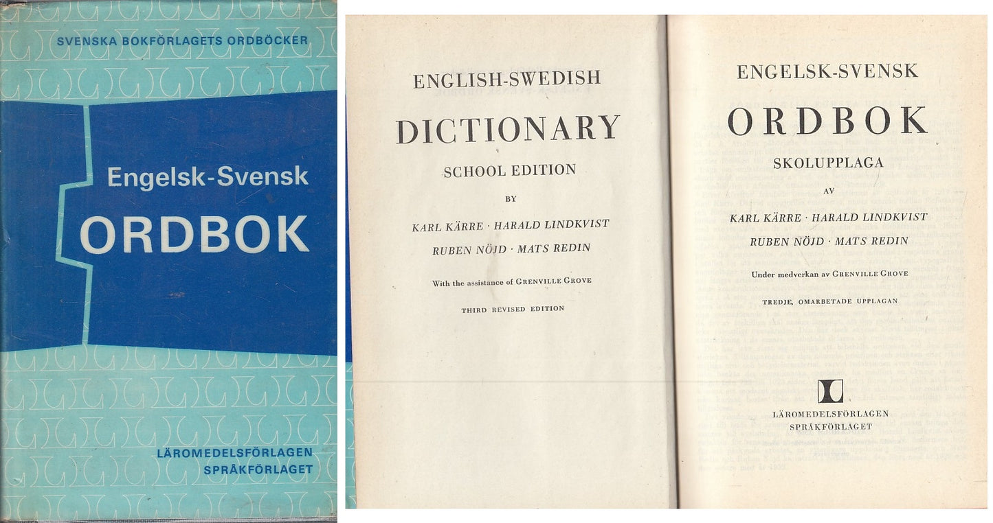 LZ- ENGLISH SWEDISH DICTIONARY DIZIONARIO SVEDSE-- SVEZIA --- 1969 - CS - ZFS614