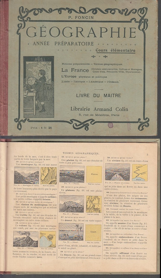 LH- GEOGRAPHIE ANNEE PREPARATOIRE - FONCIN - ARMAND COLIN --- 1930- C- XFS135