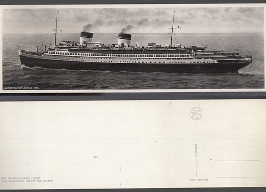 CC- CARTOLINA SUPERTRANSATLANTICO REX NON VIAGGIATA B/N 1938 - XVI - XFS37