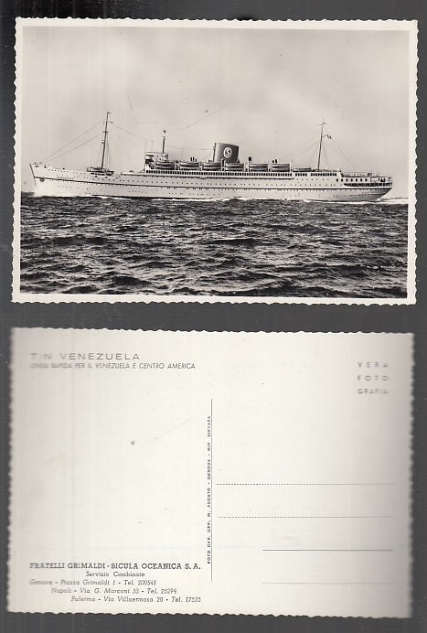 CC- CARTOLINA TIN VENEZUELA FRATELLI GRIMALDI SICULA OCEANICA B/N - XFS37