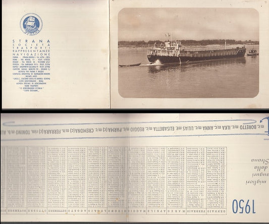 CC- CARTOLINA CALENDARIO 1955 AUGURI STRANA SOCIETA' TRASPORTI NAVIGAZIONE XFS37