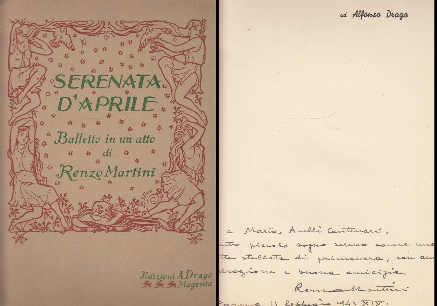 LH- SERENATA D'APRILE BALLETTO AUTOGRAFO - RENZO MARTINI ---- 1939- B- XFS57