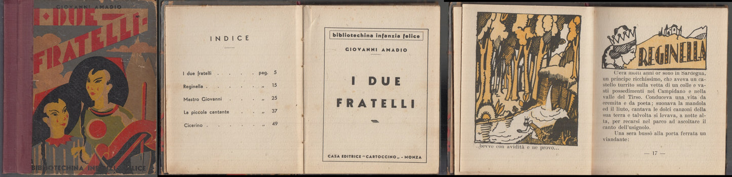 LB- I DUE FRATELLI - GIOVANNI AMADIO- CARTOCCINO- BIBLIOTECHINA-- 1900 -- XFS135