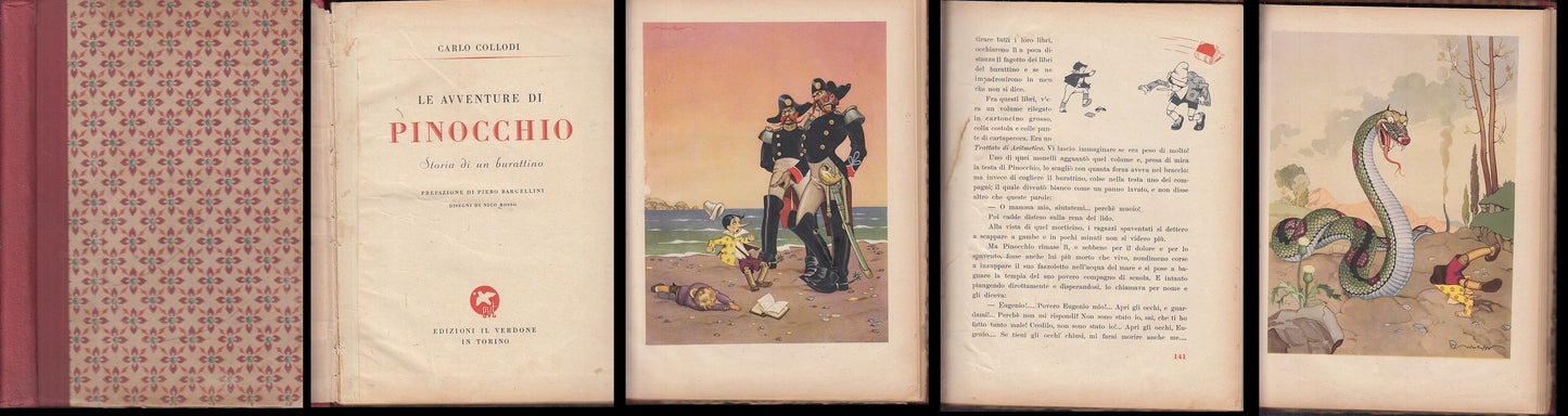 LB- LE AVVENTURE DI PINOCCHIO - COLLODI NICO ROSSO - VERDONE --- 1944- C- XFS41 