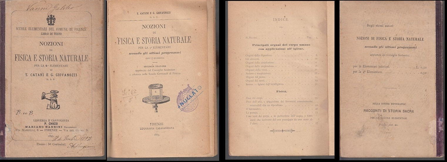 LH- NOZIONI DI FISICA NATURALE PER LA 5a - CATANI GIOVANOZZI --- 1889- C- XFS41