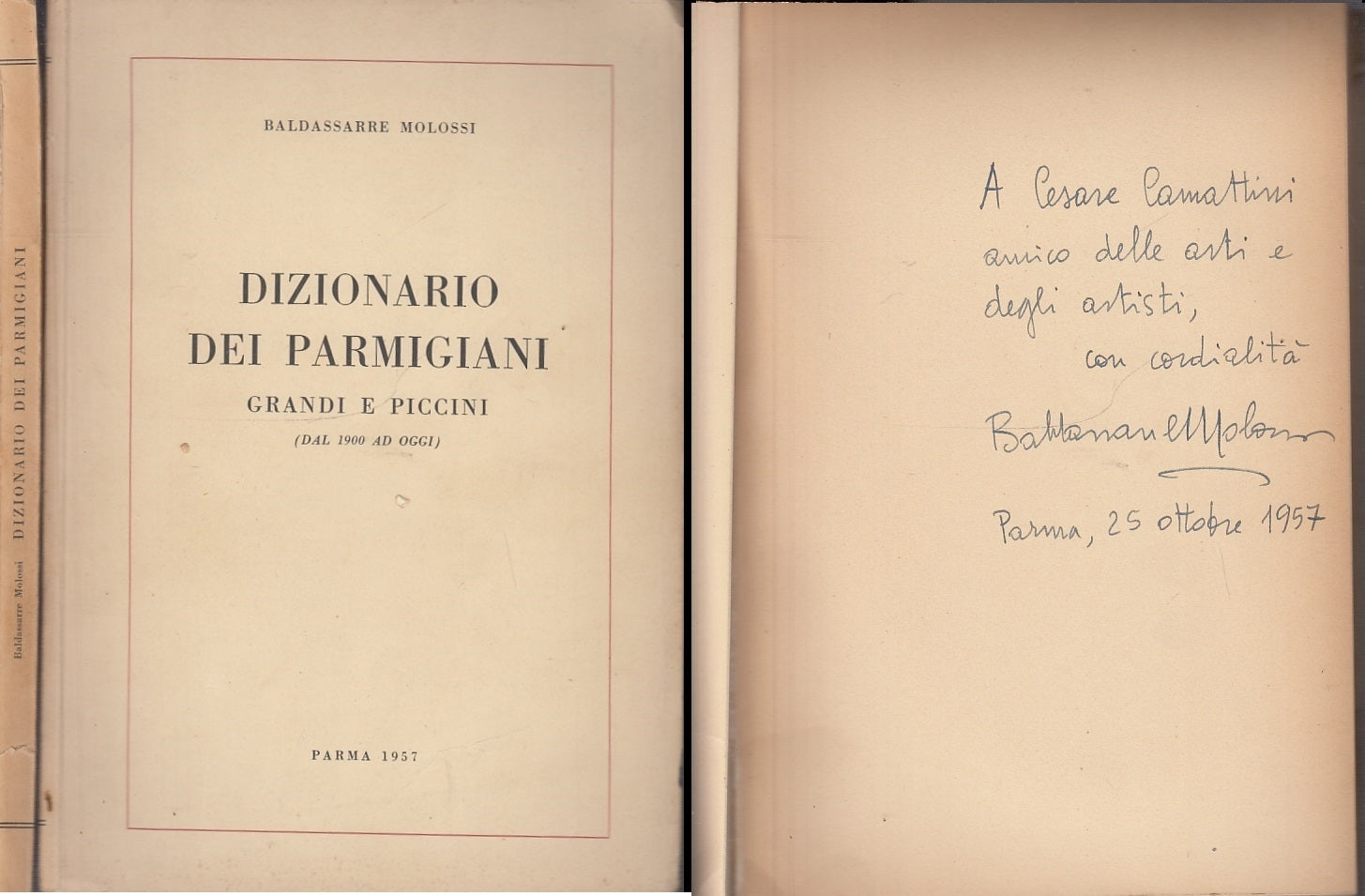 LZ- DIZIONARIO DEI PARMIGIANI AUTOGRAFO- MOLOSSI- TIP. PARMENSE--- 1967- B-XFS57