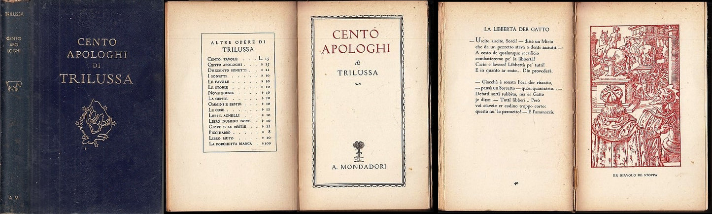 LN- CENTO APOLOGHI XVI 1938 - TRILUSSA - MONDADORI --- 1938 - C - XFS42